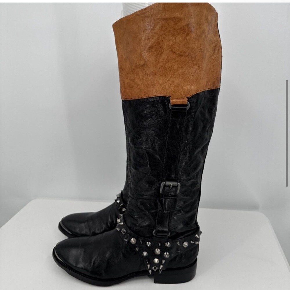 Sam Edelman Black and Brown Studded Knee-High Boots - Picture 3 of 11